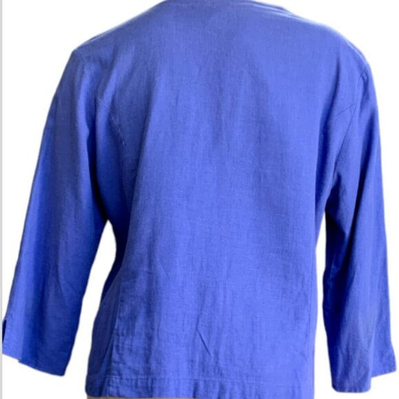 Napa Valley Linen Rayon Embellished Jacket Top L Purple #57M - Picture 5 of 7